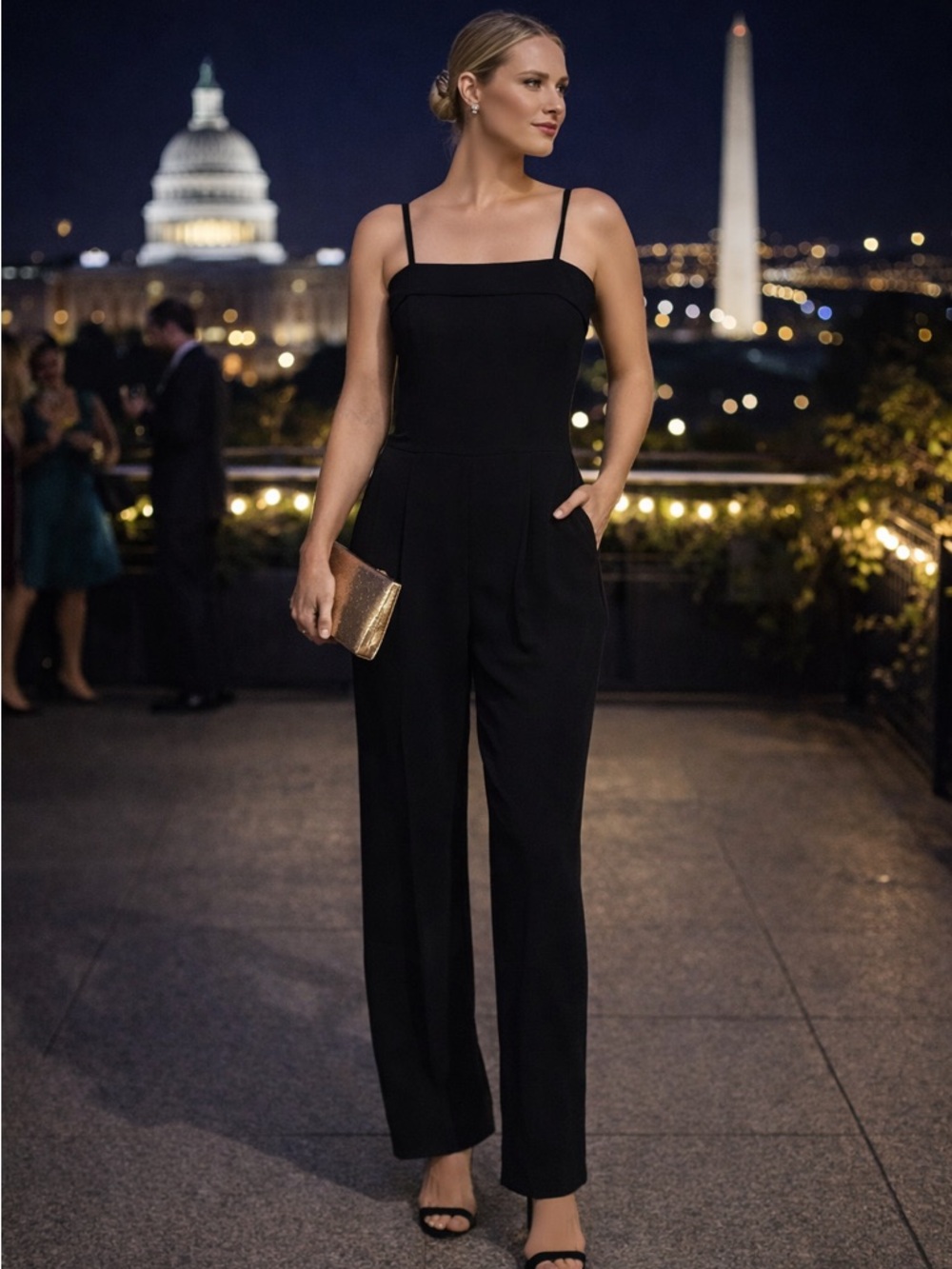 Vince Black Sleeveless Jumpsuit –Cocktail Evening Wedding Guest One-Piece Size 6